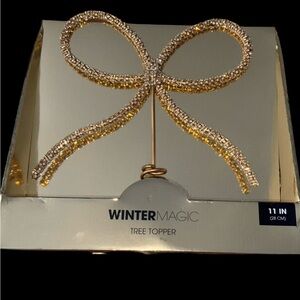 New! Winter magic gold rhinestone bow Christmas tree topper. TikTok viral